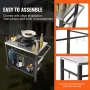 Outdoor Grill Dining Cart with Double-Shelf, BBQ Movable Food Prep Table, Multifunctional Stainless Steel Table Top, Portable Mo