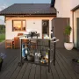 Outdoor Grill Dining Cart with Double-Shelf, BBQ Movable Food Prep Table, Multifunctional Stainless Steel Table Top, Portable Mo