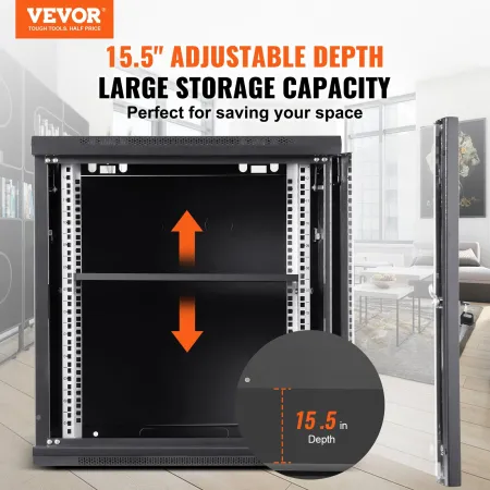 9U Wall Mount Network Server Cabinet, 15,5 '' Deep, Server Rack