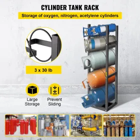 Refrigerant Tank Rack Cylinder Tank Rack with 3-30lb and 3 Small Bottles