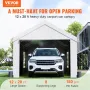 Carport, 3.7 x 6.1 m Heavy Duty Car Canopy with Roll-up Ventilated Windows, Extra Large Portable Garage with Removable Sidewalls
