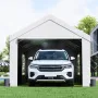 Carport, 3.7 x 6.1 m Heavy Duty Car Canopy with Roll-up Ventilated Windows, Extra Large Portable Garage with Removable Sidewalls