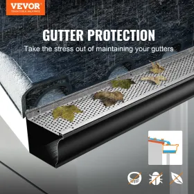 Gutter Guard, 5 tommer bredde, aluminiumsbladfilter DIY Gutter
