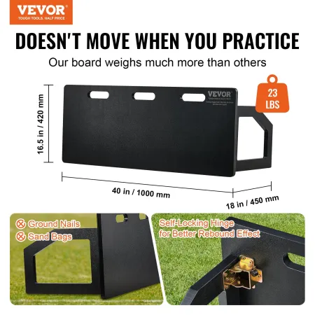 Soccer Rebounder Board, 101.6 x 40.6 cm Portable Soccer Wall with 2 Angles Rebound, Foldable HDPE Kickback Rebound Board, Soccer