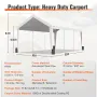 Carport, 10x20 ft Heavy Duty Car Canopy Garage Boat Shelter Party Tent with 8 Reinforced Poles and 4 Weight Bags, UV Resistant W
