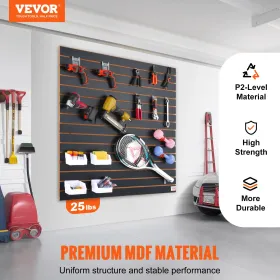 Slatwall Panels, 4 ft x 2 ft Black Garage Wall Panels 24"H x 48"L (Set of 2 Panels), Heavy Duty Garage Wall Organizer Panels