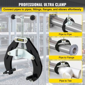 Ultra Clamp, 2 to 6 In Diameter, High Strength Pipe Clamp with Quick Acting Screws, Steel Pipe Alignment Tool with Lightweight