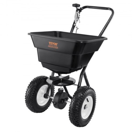 Broadcast Spreader, 80 LB Walk-Behind Turf Spreader with 12" Wheels, Steel Push Fertilizer Spreader, Garden Seeder, and Salt
