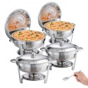 Chafing Dish Buffet Set, 6 Qt 4 Pack, Stainless Steel Chafer with Full Size Pan, Round Catering Warmer Server with Lid Water