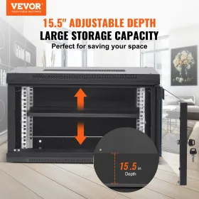 6U Wall Mount Network Server Cabinet, 15,5 '' Deep, Server Rack