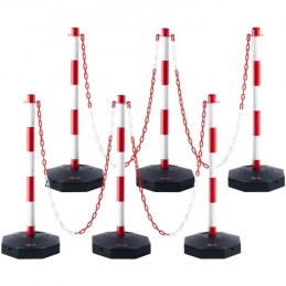 Adjustable Traffic Delineator Post Cones, 6 Pack, Traffic Safety Delineator Barrier with Fillable Base 6.6FT Chain, for Traffic