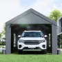 Carport, 3.1 x 6.1 m Heavy Duty Car Canopy, Portable Garage with Roll-up Ventilated Windows & Removable Sidewalls, UV Resistant 