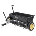 Broadcast Spreader, 100 LB Tow Behind Poly Drop Spreader with 10" Wheels, Steel Spike Aerator, Fertilizer Spreader, Garden