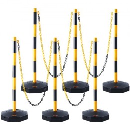 Adjustable Traffic Delineator Post Cones, 6 Pack, Traffic Safety Delineator Barrier with Fillable Base 8FT Chain, for Traffic