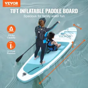 Inflatable Stand Up Paddle Board, 11' x 33" x 6" Wide SUP Paddleboard, with Board Accessories, Pump, Paddle, Fin, Phone Bag, Bac