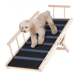 Dog Ramp, Folding Pet Ramp for Bed, Adjustable Dog Ramp for Small, Large, Old Dogs & Cats, Wooden Pet Ramp with 47.2" Long