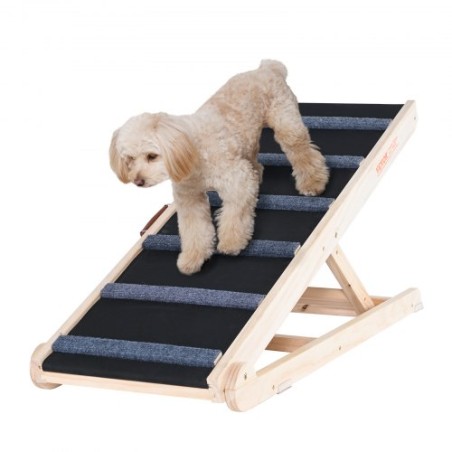 Dog Ramp, Folding Pet Ramp for Bed, Adjustable Dog Ramp for Small, Large, Old Dogs & Cats, Wooden Pet Ramp with 41.3" Long