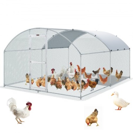 Large Metal Chicken Coop with Run, Walkin Chicken Coop for Yard with Waterproof Cover, 13.1 x 9.8 x 6.6 ft, Dome Roof Large