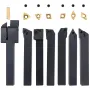 7 Pieces Indexable Lathe Turning Tool Holder, 1 cm, CNC Heavy-Duty Metal Lathe Cutting Tools, with Tin Coated Carbide Inserts Al