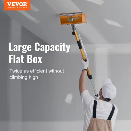 Drywall Flat Box, 10-Inch Wide Quick Clean, Aluminum Finishing Mud Box for Plasterboard, Wallboard, Sheetrock, Bonus Mudguard, E