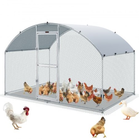 Large Metal Chicken Coop with Run, Walkin Chicken Coop for Yard with Waterproof Cover, 6.6 x 9.8 x 6.6 ft, Dome Roof Large