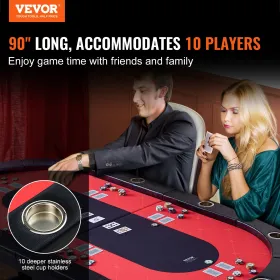 10 spiller sammenklappeligt pokerbord, blackjack Texas Holdem