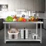 Stainless Steel Prep Table, 48 x 24 x 34 Inch, 550lbs Load Capacity Heavy Duty Metal Worktable with Adjustable Undershelf, Comme