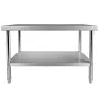 Stainless Steel Prep Table, 48 x 24 x 34 Inch, 550lbs Load Capacity Heavy Duty Metal Worktable with Adjustable Undershelf, Comme