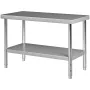 Prep -tabel i rustfrit stål, 48 x 24 x 34 tommer, 550 kg