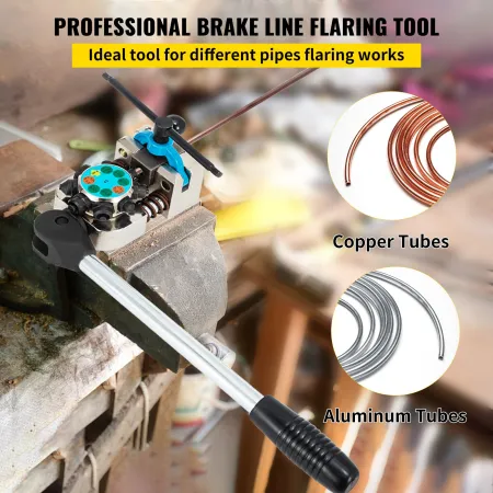 Brake Line Flaring Tool, 45 Degree Single, Double, and Bubble Flares for 3/16", 1/4", 5/16" and 3/8" Tube Size, Suitable "