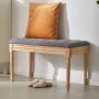 Upholstered Bench, 16"W Ottoman Bench, End of Bed Bench with Foam Padded Cushion and Rubberwood Legs, Tufted Footrest Stool Entr