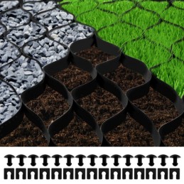 Ground Grid, 855kg per Sq Ft Load Geo Grid, 50.8mm Depth Permeable Stabilization System for DIY Patio, Walkway, Shed Base,