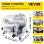 Commercial Meat Slicer, 240W Electric Deli Food Slicer, 10 inch Carbon Steel Blade Electric Food Slicer, 350-400RPM Meat Slicer,