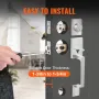Indgangsdørhåndtag og deadbolt sæt satin nikkel firkantet