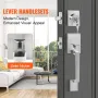 Front Door Handle and Deadbolt Set, Satin Nickel Square Handle Set with Lever Door Handle, Single Cylinder Entry Door Handle wit
