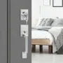 Front Door Handle and Deadbolt Set, Satin Nickel Square Handle Set with Lever Door Handle, Single Cylinder Entry Door Handle wit
