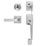 Front Door Handle and Deadbolt Set, Satin Nickel Square Handle Set with Lever Door Handle, Single Cylinder Entry Door Handle wit