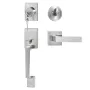 Front Door Handle and Deadbolt Set, Satin Nickel Square Handle Set with Lever Door Handle, Single Cylinder Entry Door Handle wit