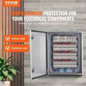 Steel Electrical Box, 24"x 20"x 8", 304 Stainless Steel Electrical Enclosure Box, Wall-Mounted Outdoor Electrical Electronic