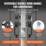Double Door Handle Set, Matte Black Square Door Lever, Double Front Door Handle Set with Reversible Handle Lever, Heavy Duty Dou