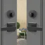 Double Door Handle Set, Matte Black Square Door Lever, Double Front Door Handle Set with Reversible Handle Lever, Heavy Duty Dou