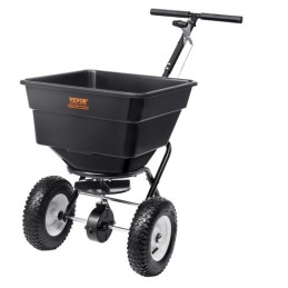 Broadcast Spreader, 100 LB Walk-Behind Turf Spreader with 12" Wheels, Steel Push Fertilizer Spreader, Garden Seeder, and Salt