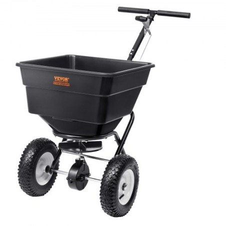 Broadcast Spreader, 100 LB Walk-Behind Turf Spreader with 12" Wheels, Steel Push Fertilizer Spreader, Garden Seeder, and Salt
