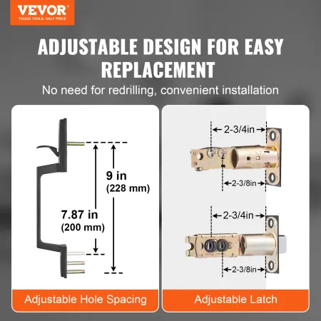 Front Door Handle and Deadbolt Set, Matte Black Square Handle Set with Lever Door Handle, Single Cylinder Entry Door Handle with