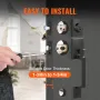 Front Door Handle and Deadbolt Set, Matte Black Square Handle Set with Lever Door Handle, Single Cylinder Entry Door Handle with