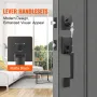 Front Door Handle and Deadbolt Set, Matte Black Square Handle Set with Lever Door Handle, Single Cylinder Entry Door Handle with