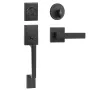 Front Door Handle and Deadbolt Set, Matte Black Square Handle Set with Lever Door Handle, Single Cylinder Entry Door Handle with