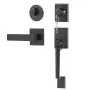 Front Door Handle and Deadbolt Set, Matte Black Square Handle Set with Lever Door Handle, Single Cylinder Entry Door Handle with