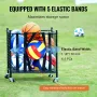 Rolling Sports Ball Storage Cart, Lockable Basketball Cage with Elastic Straps, Sport Equipment Holder Organizer for Indoor Outd