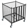 Rolling Sports Ball Storage Cart, Lockable Basketball Cage with Elastic Straps, Sport Equipment Holder Organizer for Indoor Outd
